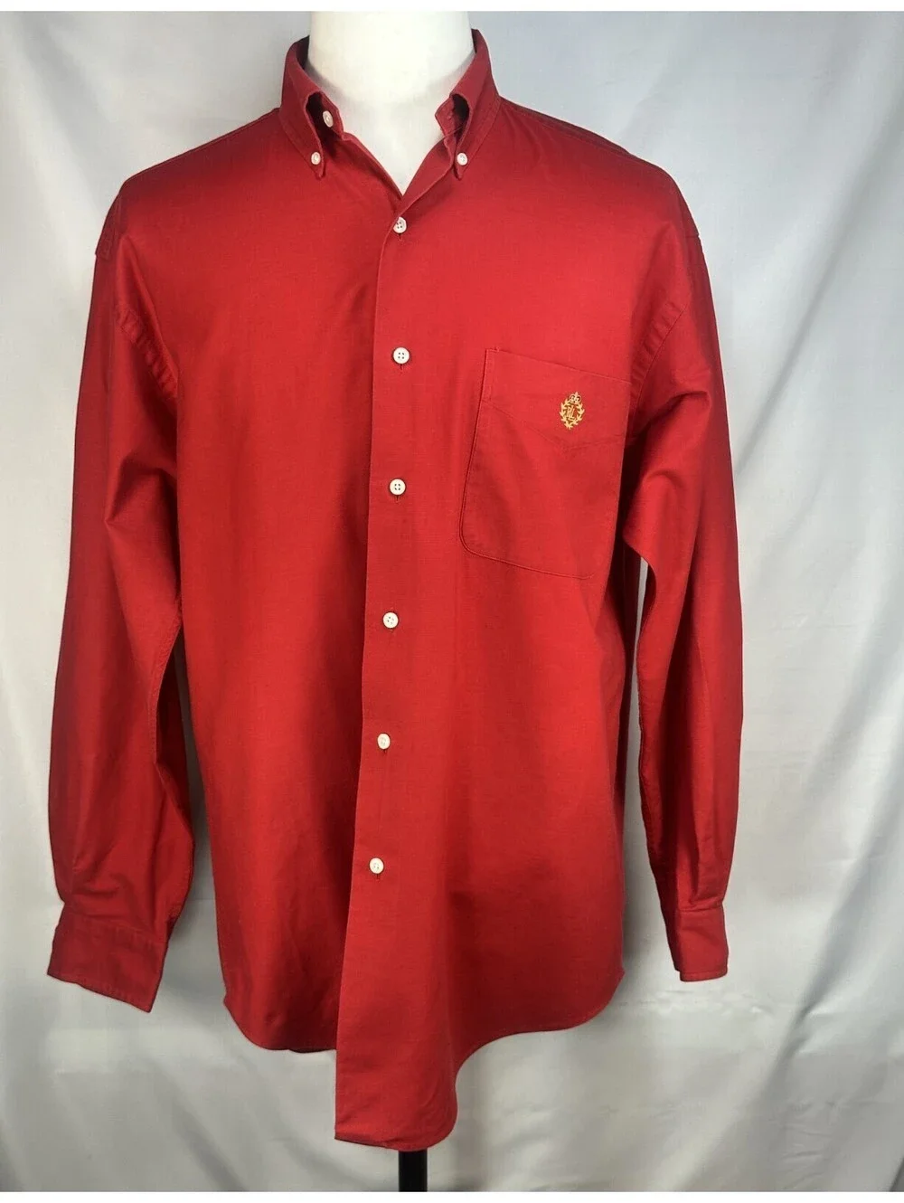 Lauren Ralph 100% Cotton Embroidered Oxford Button Up Red M